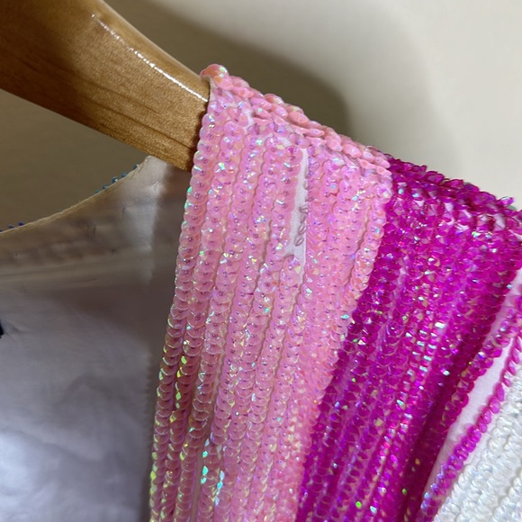 Retrofete Gabrielle Sequin Rainbow Dress Velvet Chiffon Womens Size Small - Picture 4 of 14